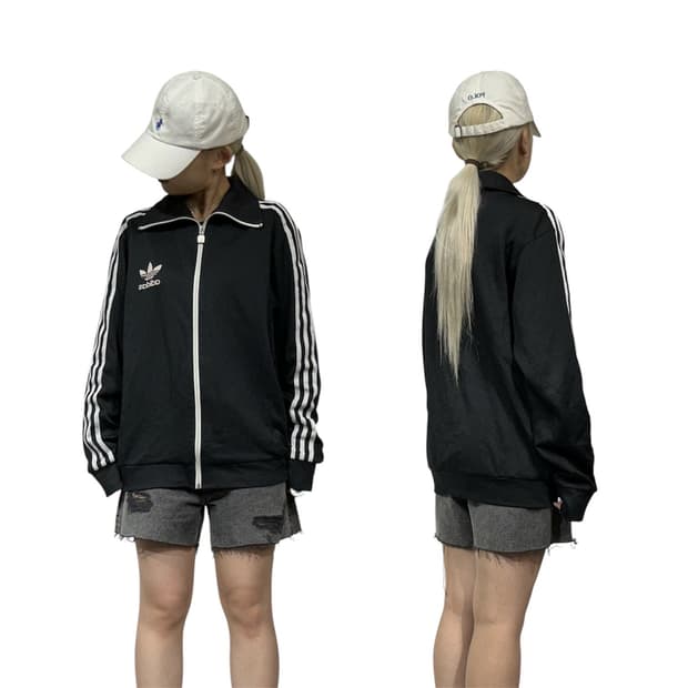아디다스 블랙 유로파 화이트 삼선 트랙탑 져지 105