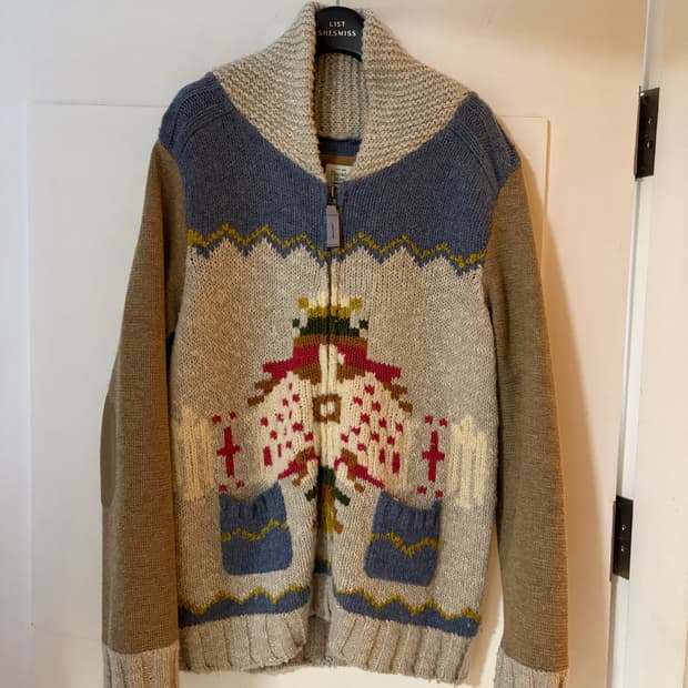 thursday island 자카드 니트 집업