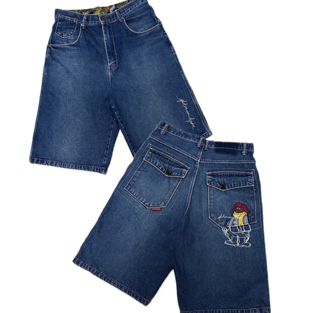 90‘s~00's 후부 백패치 버뮤다 데님팬츠 반바지