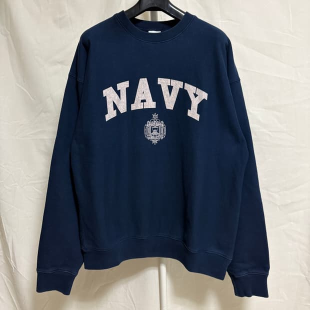 아웃스탠딩 빈티지 프린트 NAVY 스웻셔츠 / 네이비, M