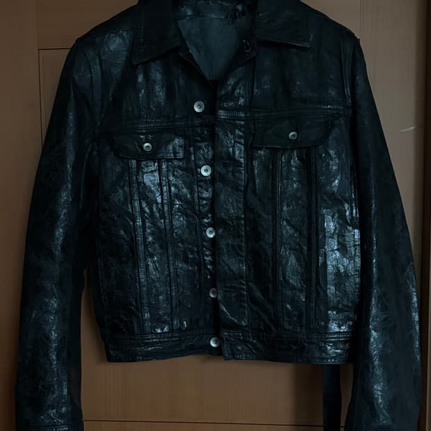 릭오웬스 왁스 코팅 트러커 자켓