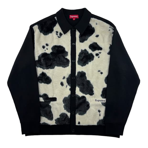 슈프림 카우 프린트 가디건 블랙