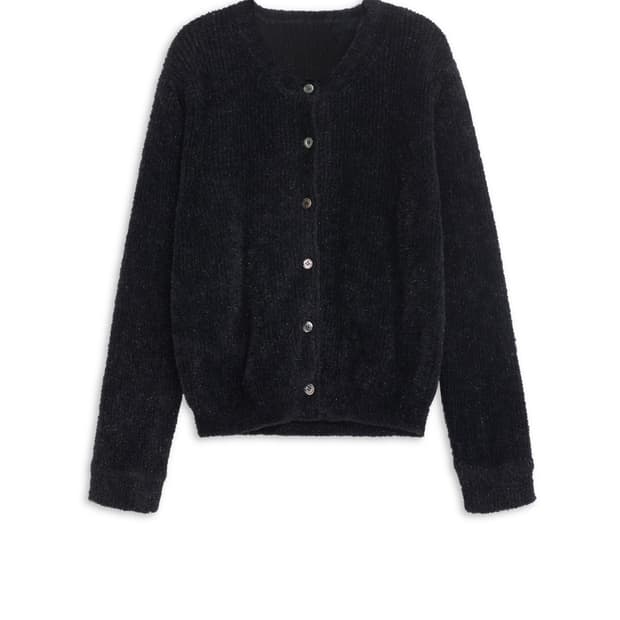 코스모스 TINSEL BUTTON CARDIGAN (BLACK)
