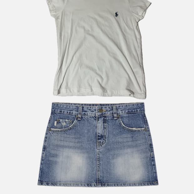 폴로 반팔티 & 글로니 벨라 데님 미니스커트 set