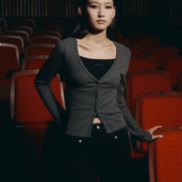 헬레네파리스 스판 리브드 가디건 [레빗 그레이]