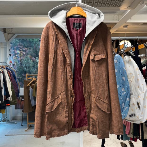 모시모 후드 레이어드 컷오프 자켓