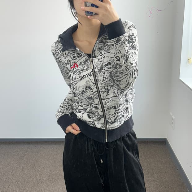 Evisu 에비수 레드로고 그래피티 후드집업