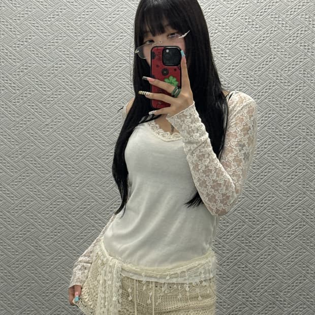 갭 란제리 레이스코어 클린걸 화이트크림 나시 K0400