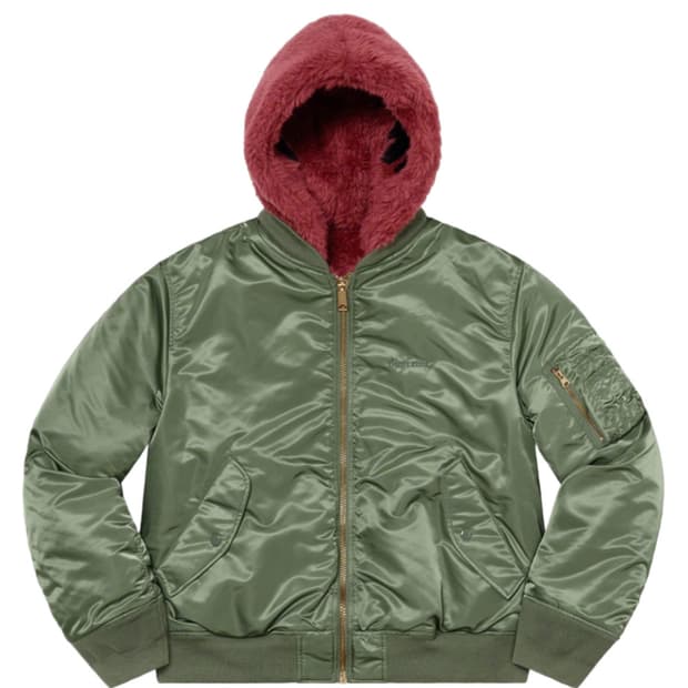 [XL] 슈프림 포우 퍼 리버시블 MA-1 올리브 - 22FW