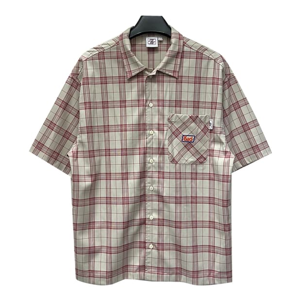 배드인배드 스퀘어 체크 하프 반팔 셔츠 L