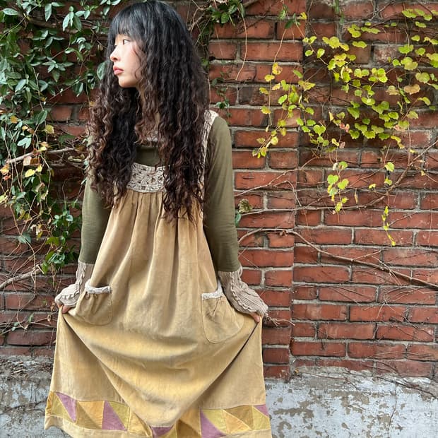 코듀로이 멜빵 원피스