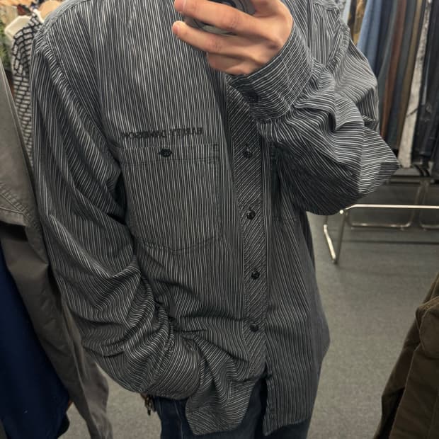 2XL)할리데이비슨 빈티지 자수 스트라이프 긴팔셔츠