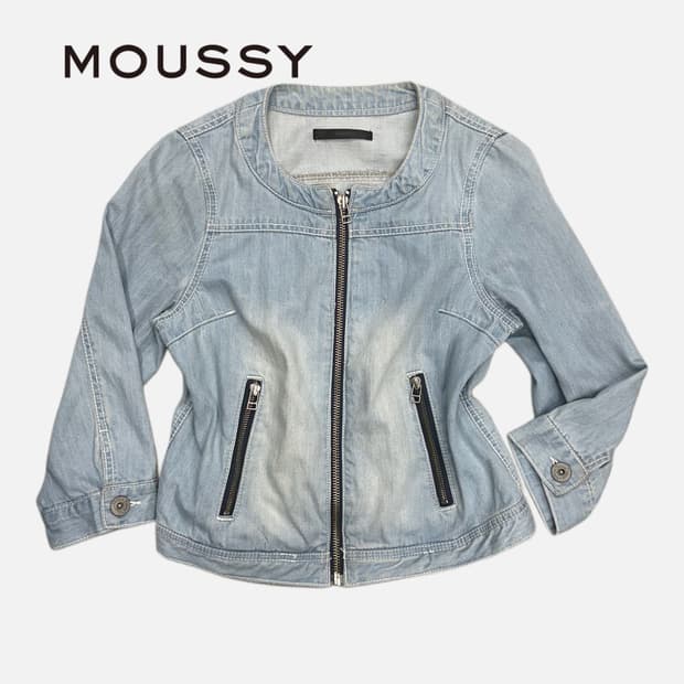 MOUSSY denim zip-up short jacket
