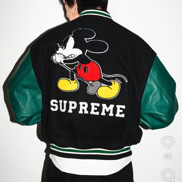 슈프림 x 넘버나인 미키마우스 바시티 자켓 XL