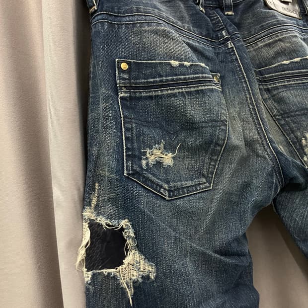 디젤 디스트로이드 패치워크 데님진 