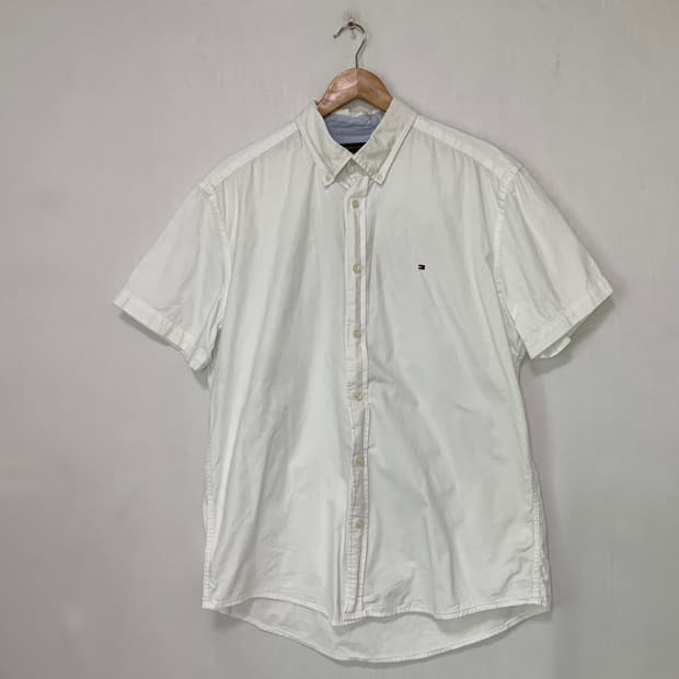 타미힐피거 빈티지 스탠다드 반팔 셔츠 화이트 남성 XL