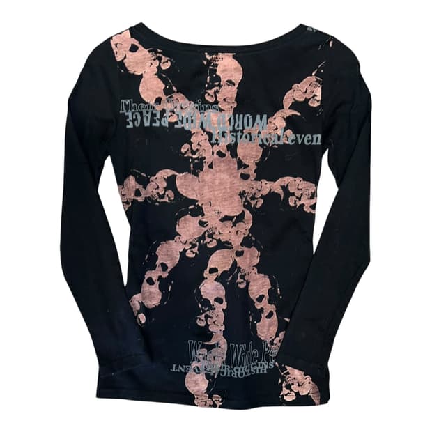 해골 프린팅 긴팔티 y2k펑크갸루