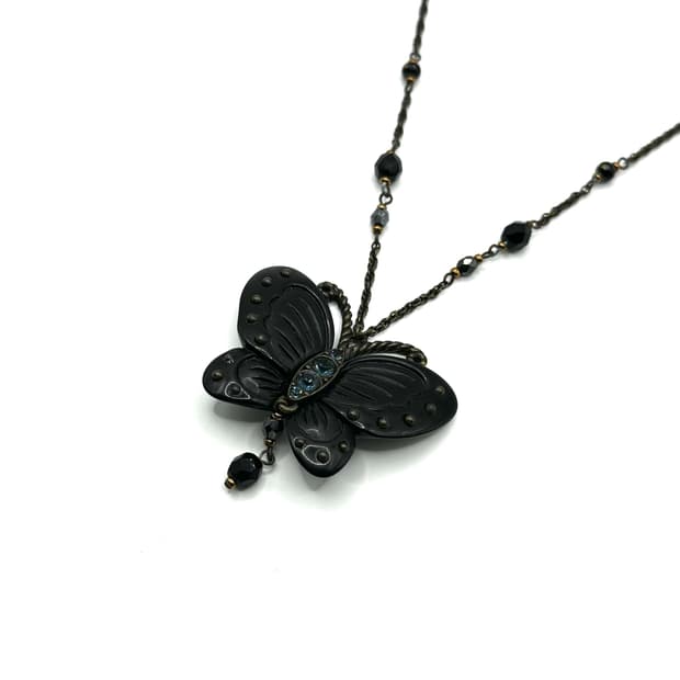 Annasui black antique butterfly necklace