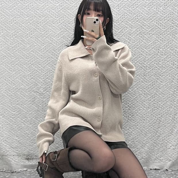 COS 코스 빈티지 여리핏 캐주얼 부클레 니트 가디건 M C11039