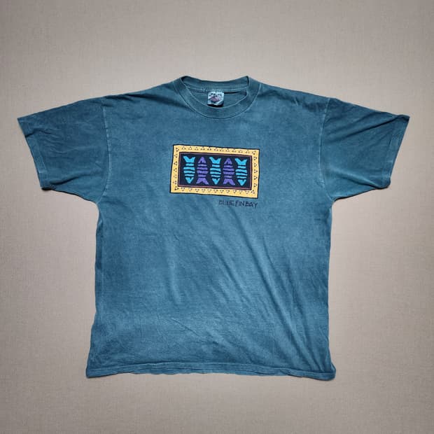 90s ONEITA POWER-T BLUE FIN BAY 빈티지 티셔츠