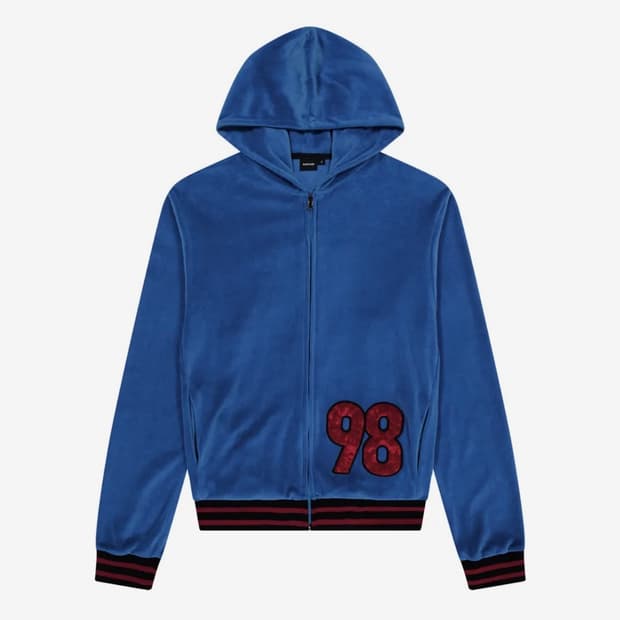 아캄 98 Patch Velour Zip-Up Hoodie (Blue)
