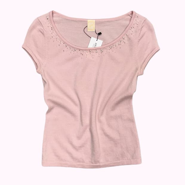 pink wool bids knit t-shirt