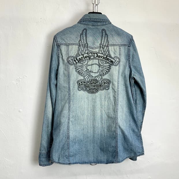 Harley Davidson Wing Embroidered Denim S