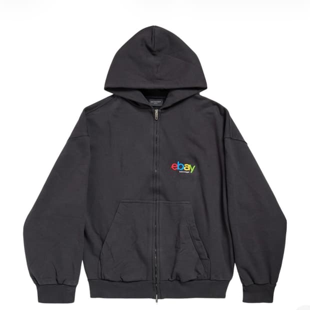 발렌시아가 이베이 집업 후드 레귤러 핏 블랙