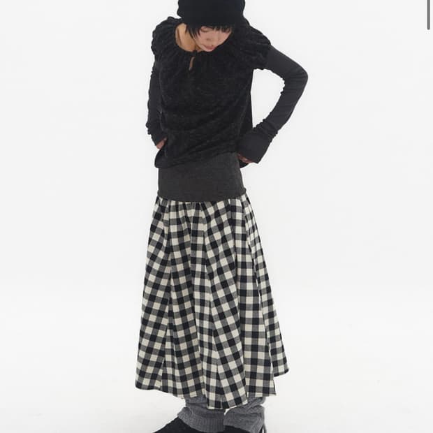 익스파이어드걸 패치스커트 Patchy Gingham Skirt 