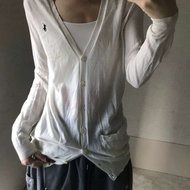 폴로 아이보리 니트가디건