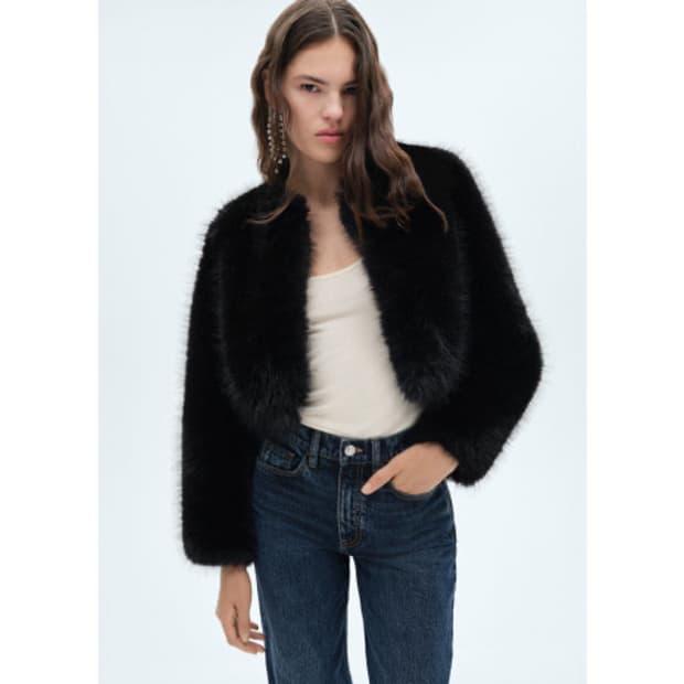 Mango 망고 퍼자켓 블랙 S