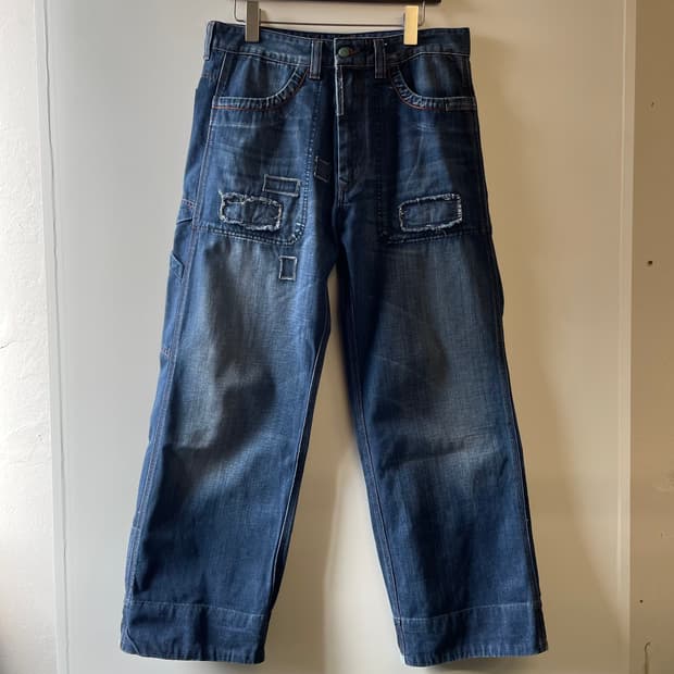 디젤 패치워크 데님 롤업팬츠