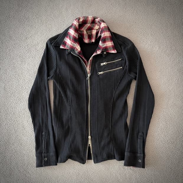 Agate label shirt layered zip