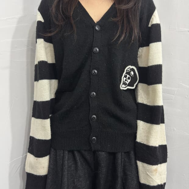 skull stripe detail cardigan