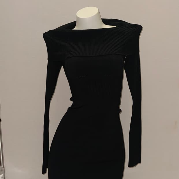 블랙 투웨이 미니  니트 원피스