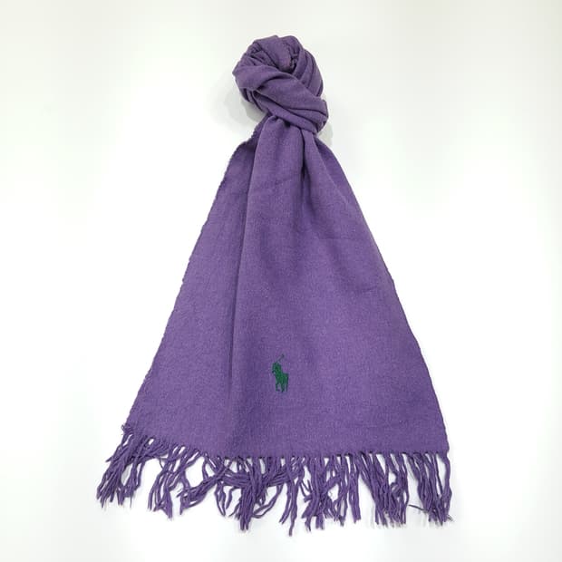 MX503 폴로 90s 프랑스판 코튼 포니자수 퍼플 머플러 목도리