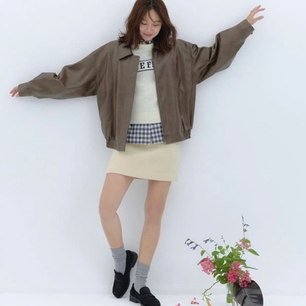 depound 레더 자켓 브라운