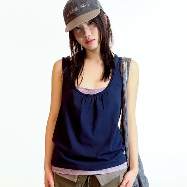 코이세이오 DUDU LAYERED SLEEVELESS NAVY