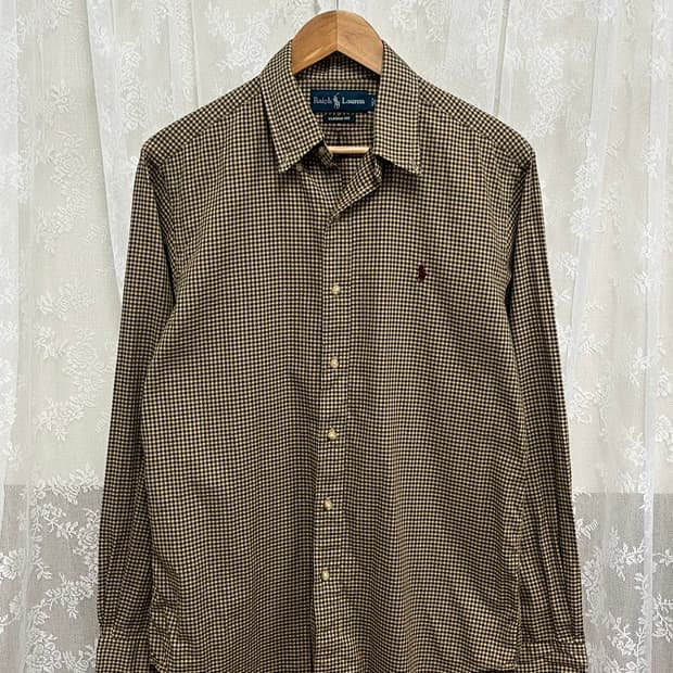 M) 폴로 랄프로렌 클래식핏 체크 셔츠 베이지