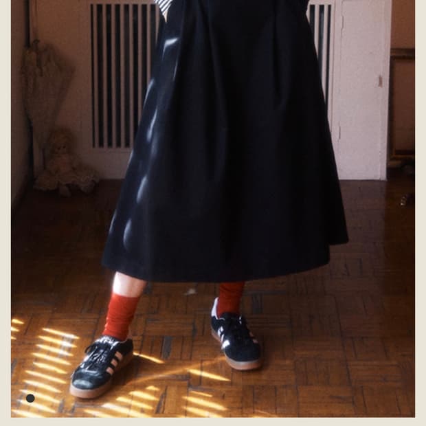 그린버터 Cotton Pintuck Long Skirt (Black)