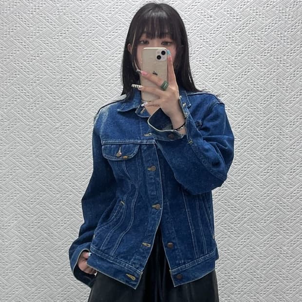 리 올드스쿨 빈티지 아메카지 펑크 데미지 워싱 데님자켓 M C13105