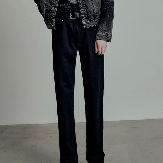 LMOOD 엘무드 라몬스 스트레이트 데님 블랙 46size