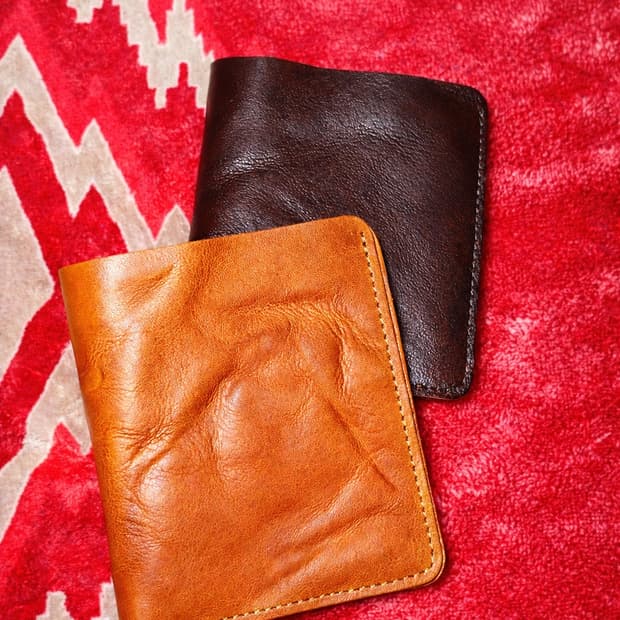 빈티지 에이징 주름 소가죽 지갑