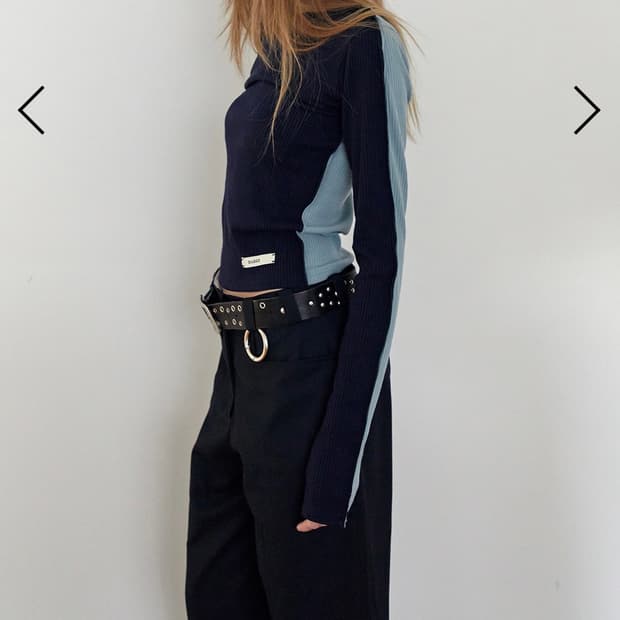 데어드 하프앤하프 롱슬리브 네이비