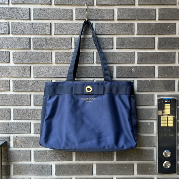 90s Courreges 꾸레쥬 나일론 쇼퍼백 네이비