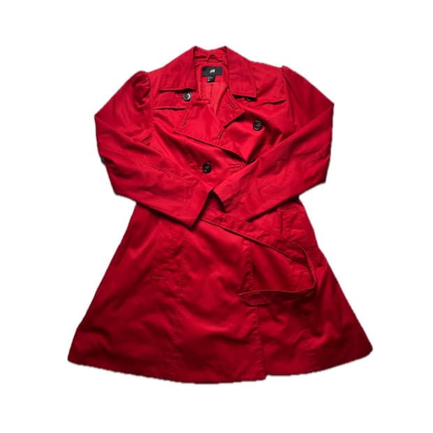 자라 레드 트렌치 코트 자켓 중고 구제 빈티지