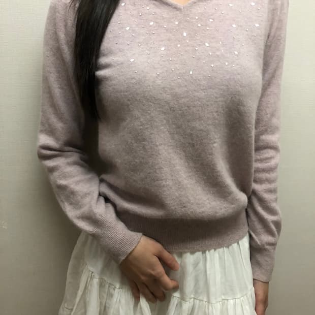 빈티지 라이트 퍼플 비즈 니트