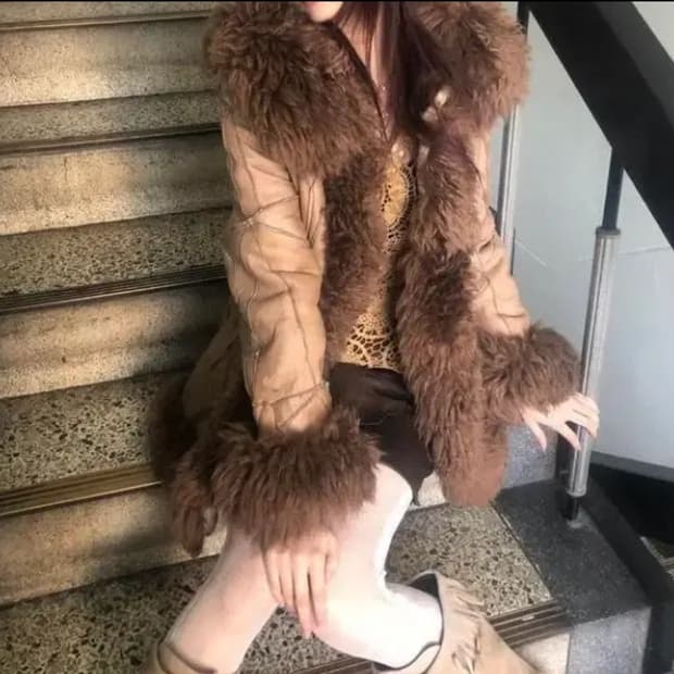 파우닝133 빈티지 브라운 퍼 무스탕