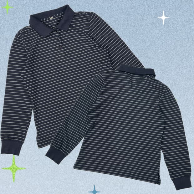 네이비 긴팔 카라 티셔츠 아메카지 보헤미안 핀터깔 그런지 이너