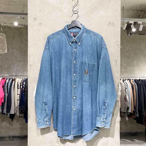 챕스 랄프로렌 연청 로고 싱글 포켓 데님 셔츠